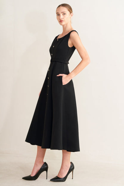 PARIS AFTER DARK WOVEN MIDI DRESS