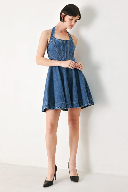 VINTAGE SHAPE DENIM MINI DRESS