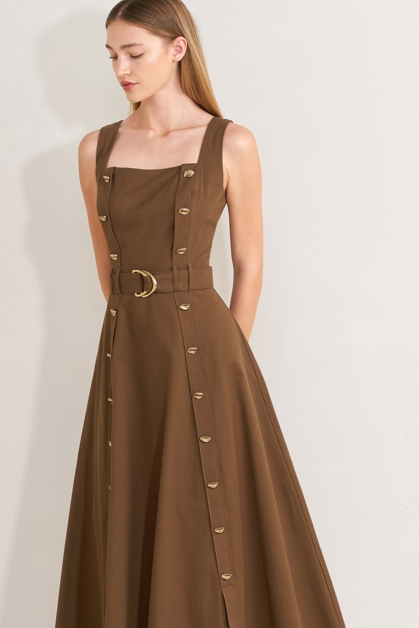 SWEET SIENNA WOVEN MIDI DRESS
