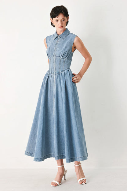 SUNDAY STROLL DENIM MIDI DRESS