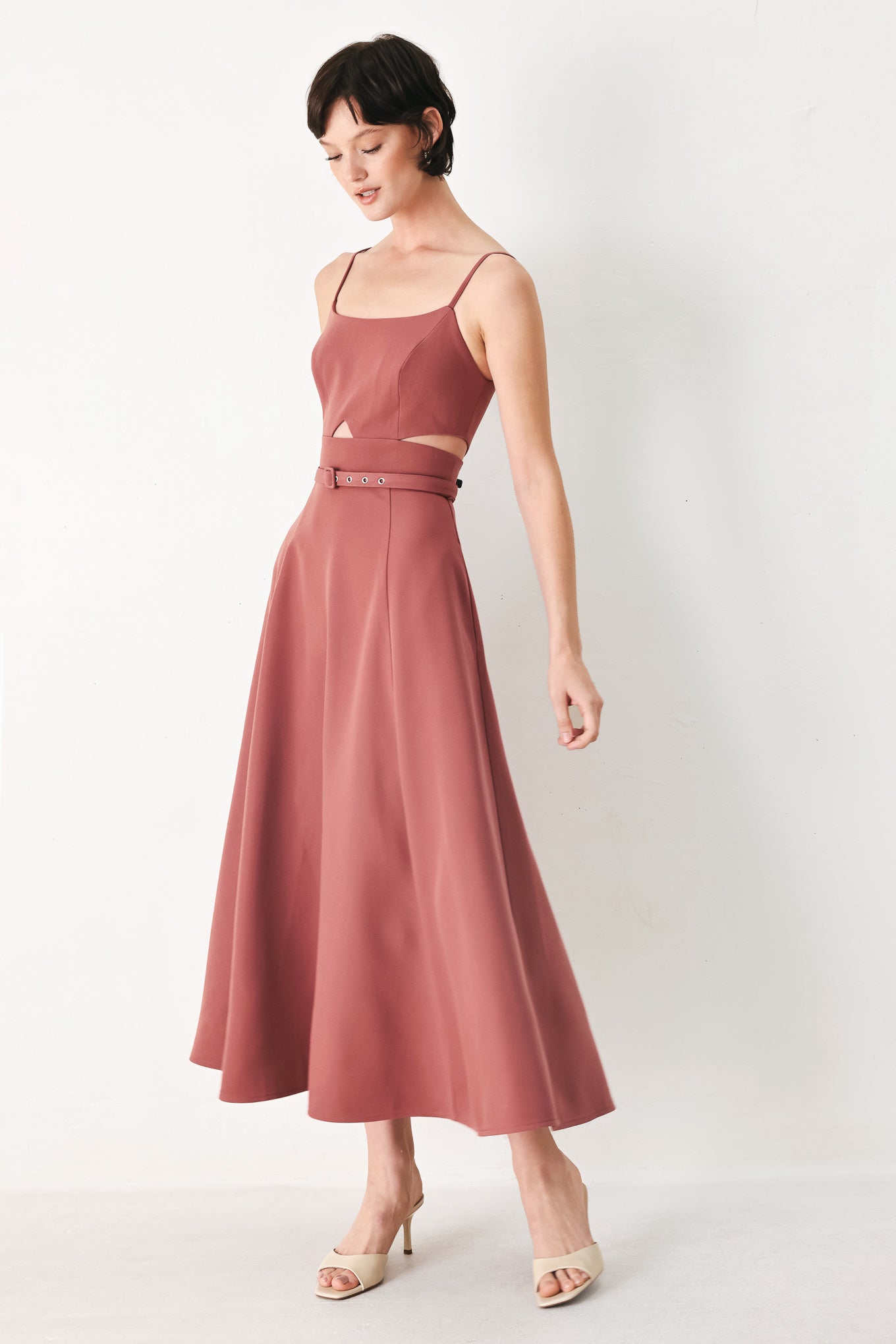 PEARL MOON WOVEN MIDI DRESS