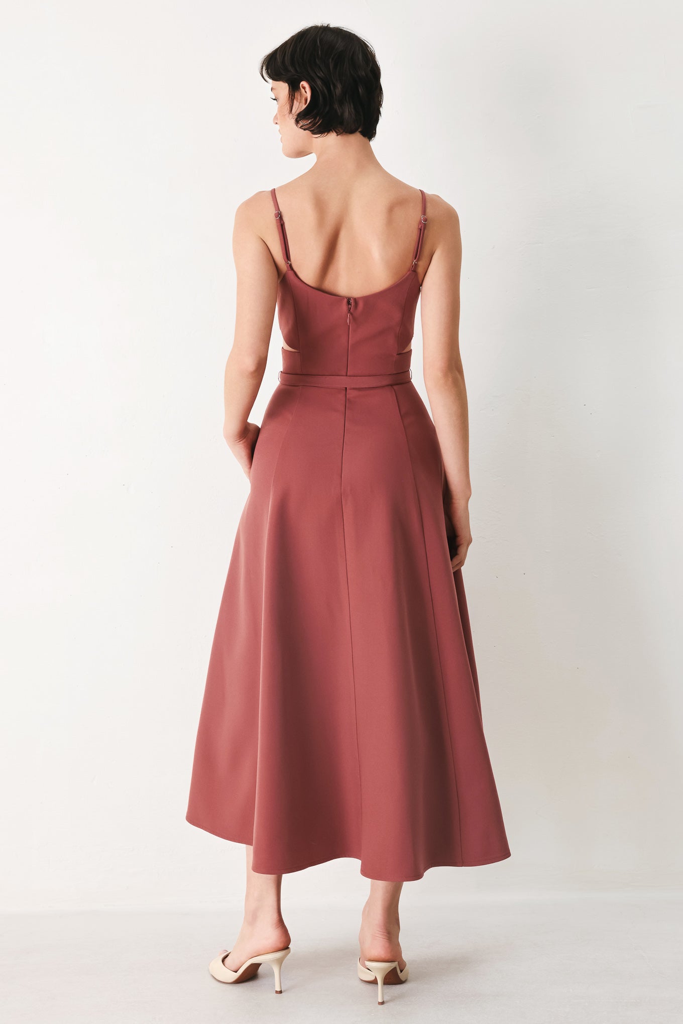 PEARL MOON WOVEN MIDI DRESS
