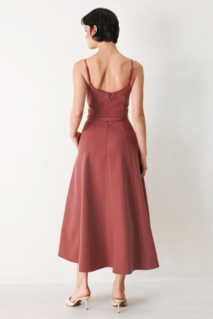 PEARL MOON WOVEN MIDI DRESS