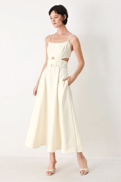 PEARL MOON WOVEN MIDI DRESS