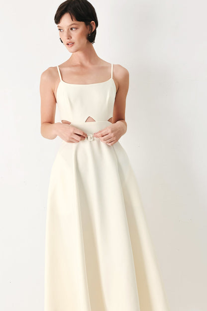 PEARL MOON WOVEN MIDI DRESS