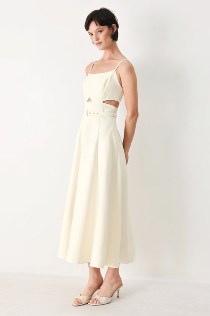 PEARL MOON WOVEN MIDI DRESS