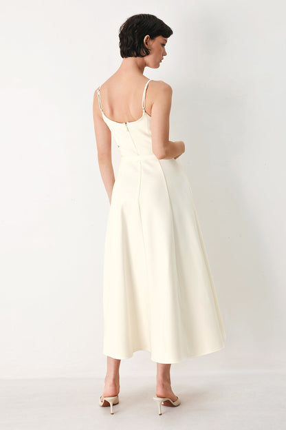PEARL MOON WOVEN MIDI DRESS