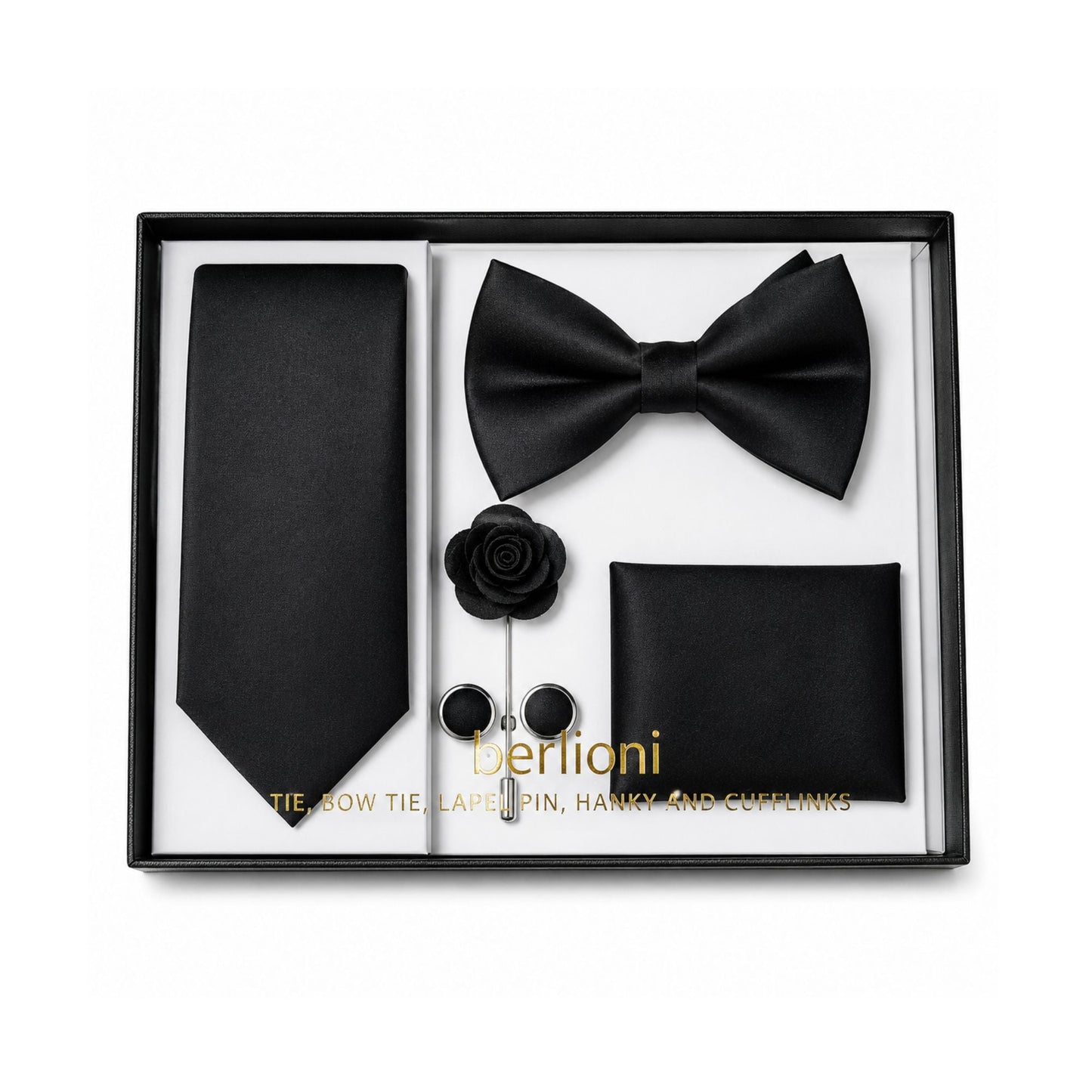 Insta Slim® 5 Piece Gift Set Tie, Bow-Tie, Lapel Pin, Hanky & Cufflinks 155TGS1