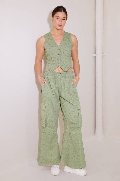DRIFTING CURRENTS OLIVE WOVEN VEST