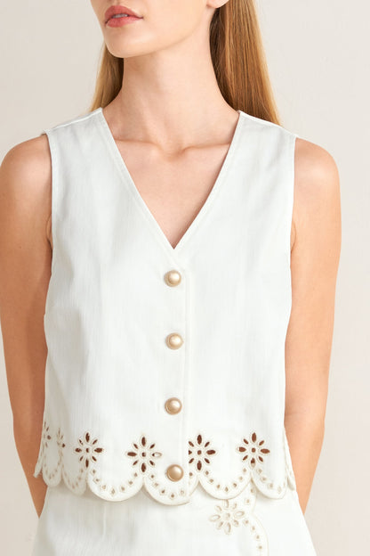 SEAFOAM SCALLOP WOVEN VEST