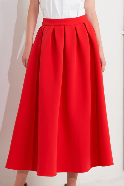 STRAWBERRY POP WOVEN FULL MIDI SKIRT