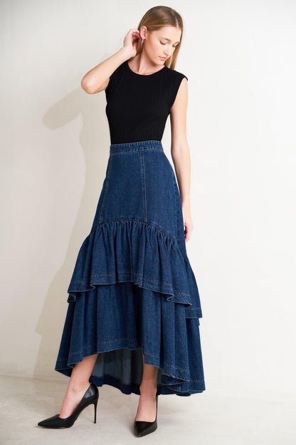 SUNDAY STROLL DENIM MAXI SKIRT
