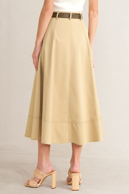 SAND BREEZE WOVEN MIDI SKIRT