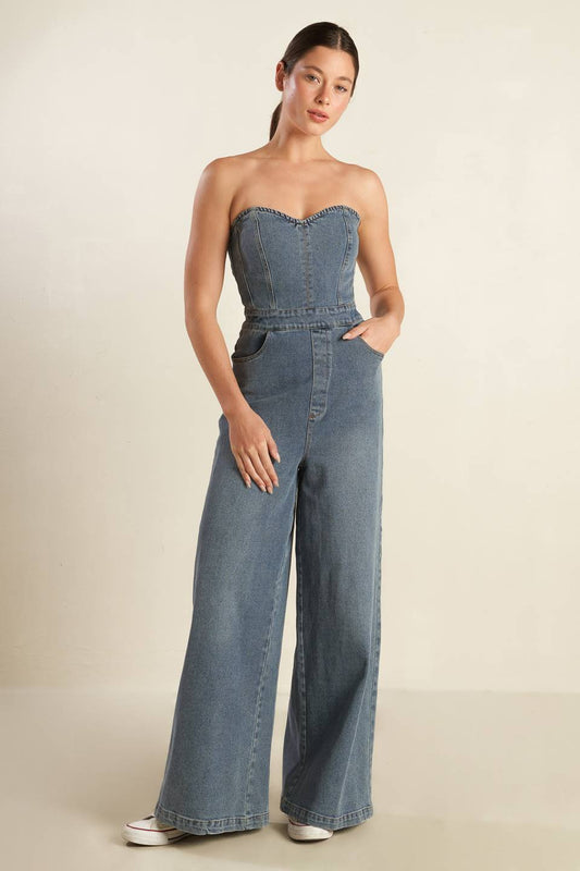 LOOK WHAT WE STARTED DENIM JUNPSUIT