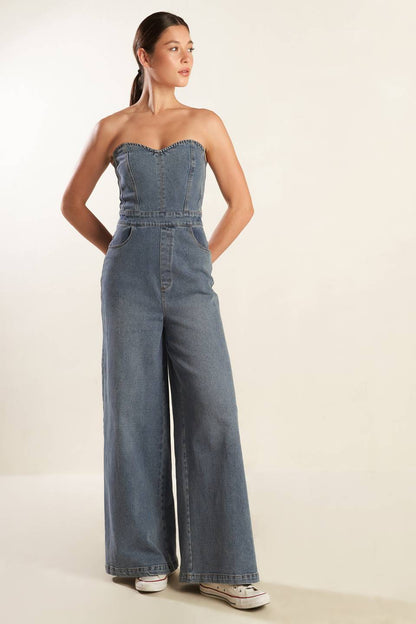 LOOK WHAT WE STARTED DENIM JUNPSUIT