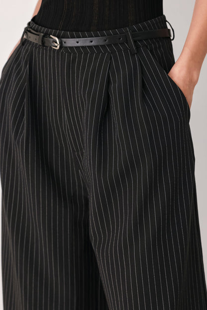 PARK AVENUE PINSTRIPE WOVEN CULOTTE PANTS