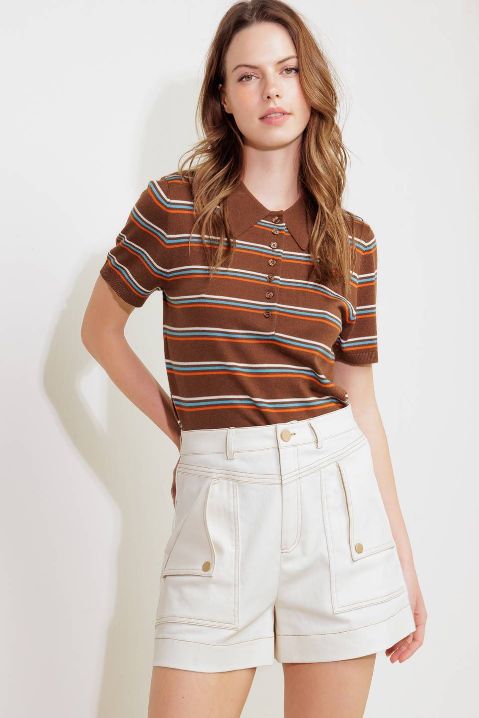 SIMPLY MINE CREAM WOVEN SHORT