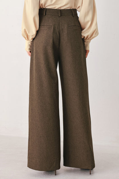 BISTRO BROWN WOVEN WIDE LEG PANT