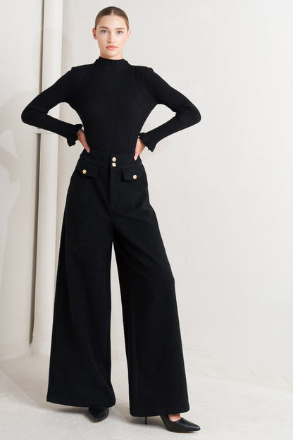 PRESTIGE VOLUME BLACK WOVEN PANTS