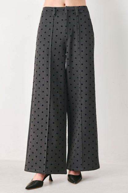 CHARCOAL DOT CHARCOAL WIDE-LEG PANTS