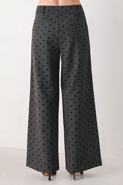 CHARCOAL DOT CHARCOAL WIDE-LEG PANTS