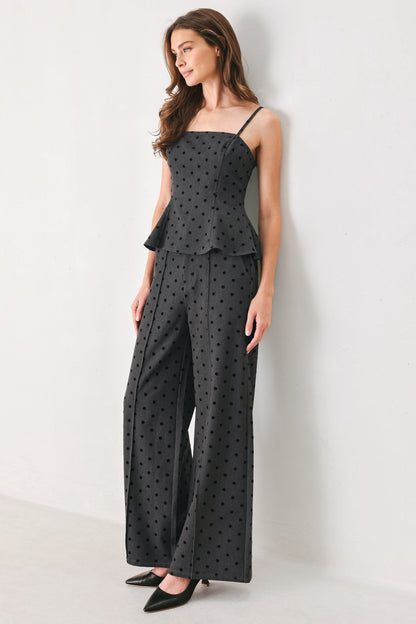 CHARCOAL DOT CHARCOAL WIDE-LEG PANTS