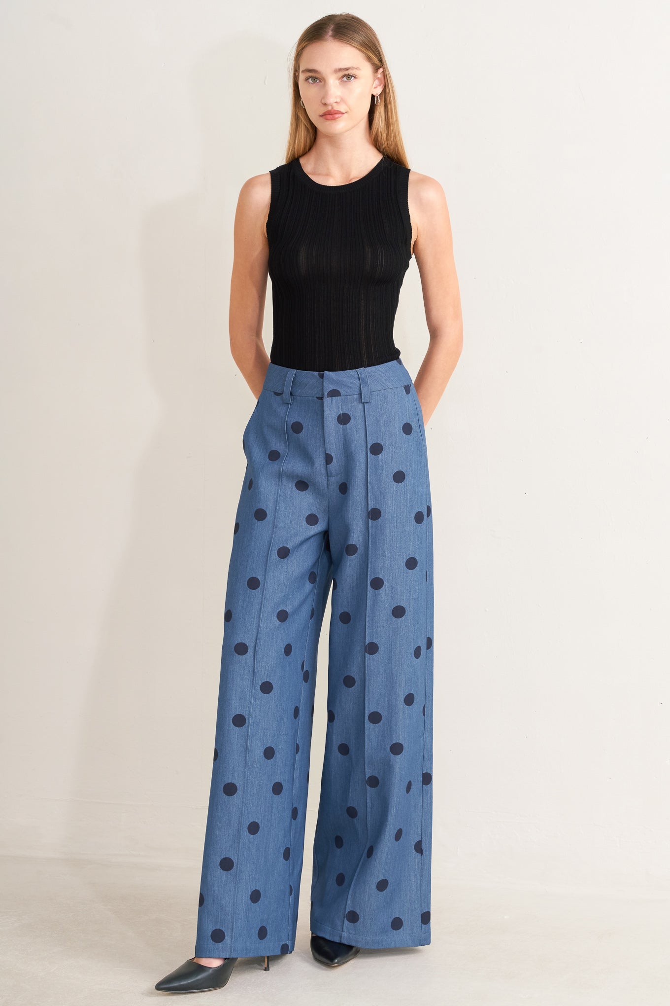 [PREORDER] MIDNIGHT POLKA WOVEN PANTS