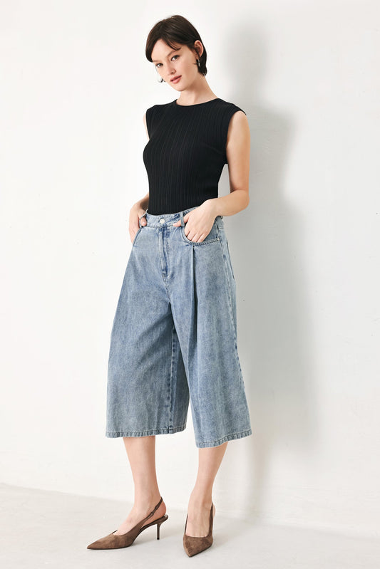 [PREORDER] SKY CHARMER DENIM CULOTTE PANTS