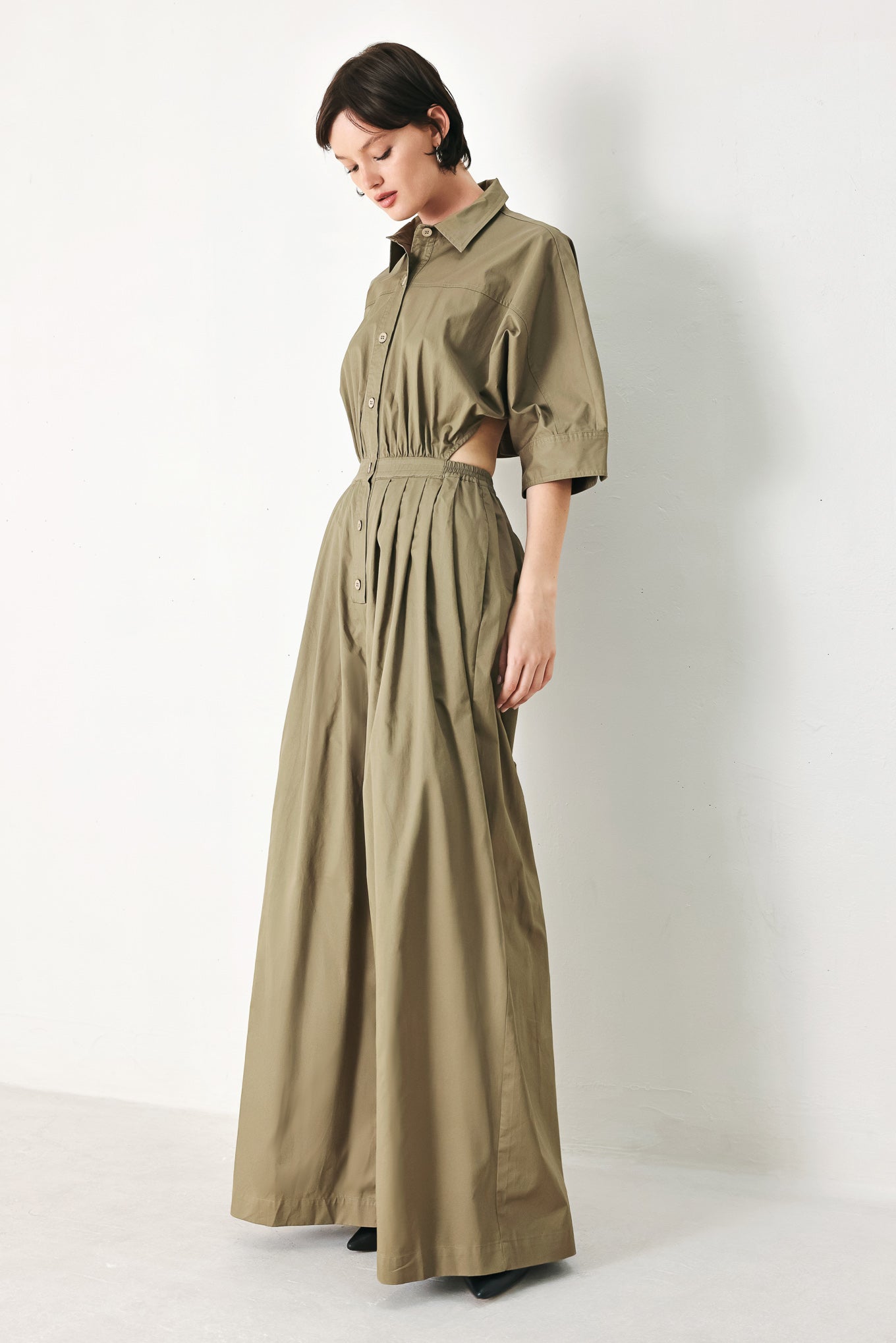 OLIVE DAYDREAM WOVEN JUMPSUIT