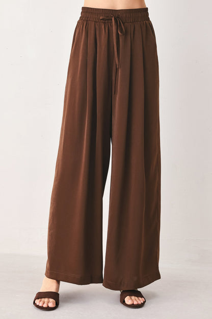 CANYON BROWN ELASTIC WAIST WOVEN PANTS