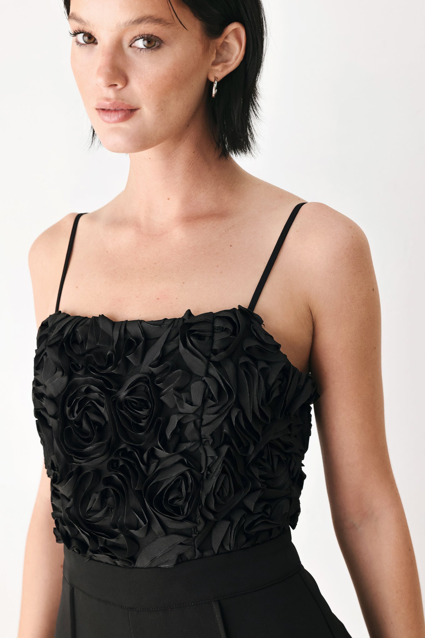 ROSE ALL NIGHT ROSETTE WIDE LEG JUMPSUIT