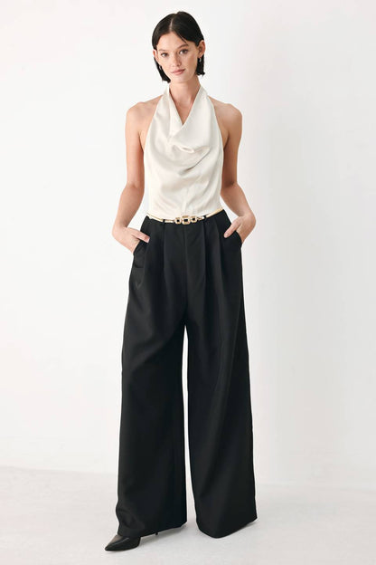 BLACK & CREAM POISE WOVEN JUMPSUIT