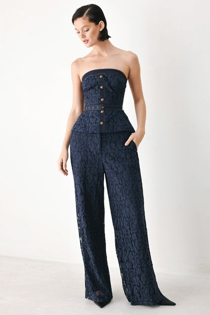MIDNIGHT PETAL FLOW WOVEN LACE PANTS