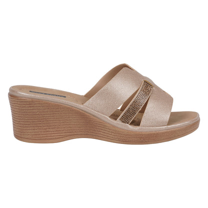 Women's Frances Gold Embellished Wedge Sandals
