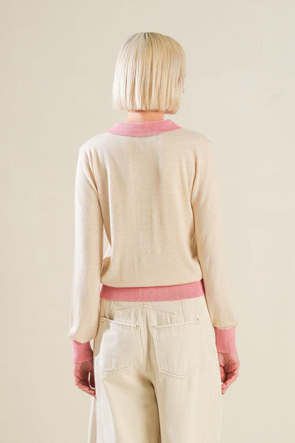 HIDDEN REFLECTIONS SWEATER POLO TOP