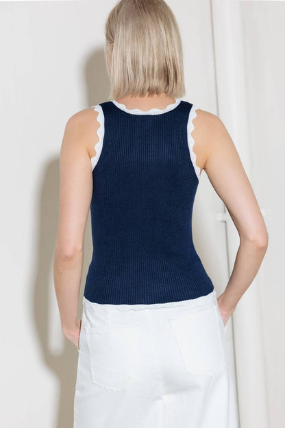DEEP CONNECTION NAVY KNIT TANK TOP