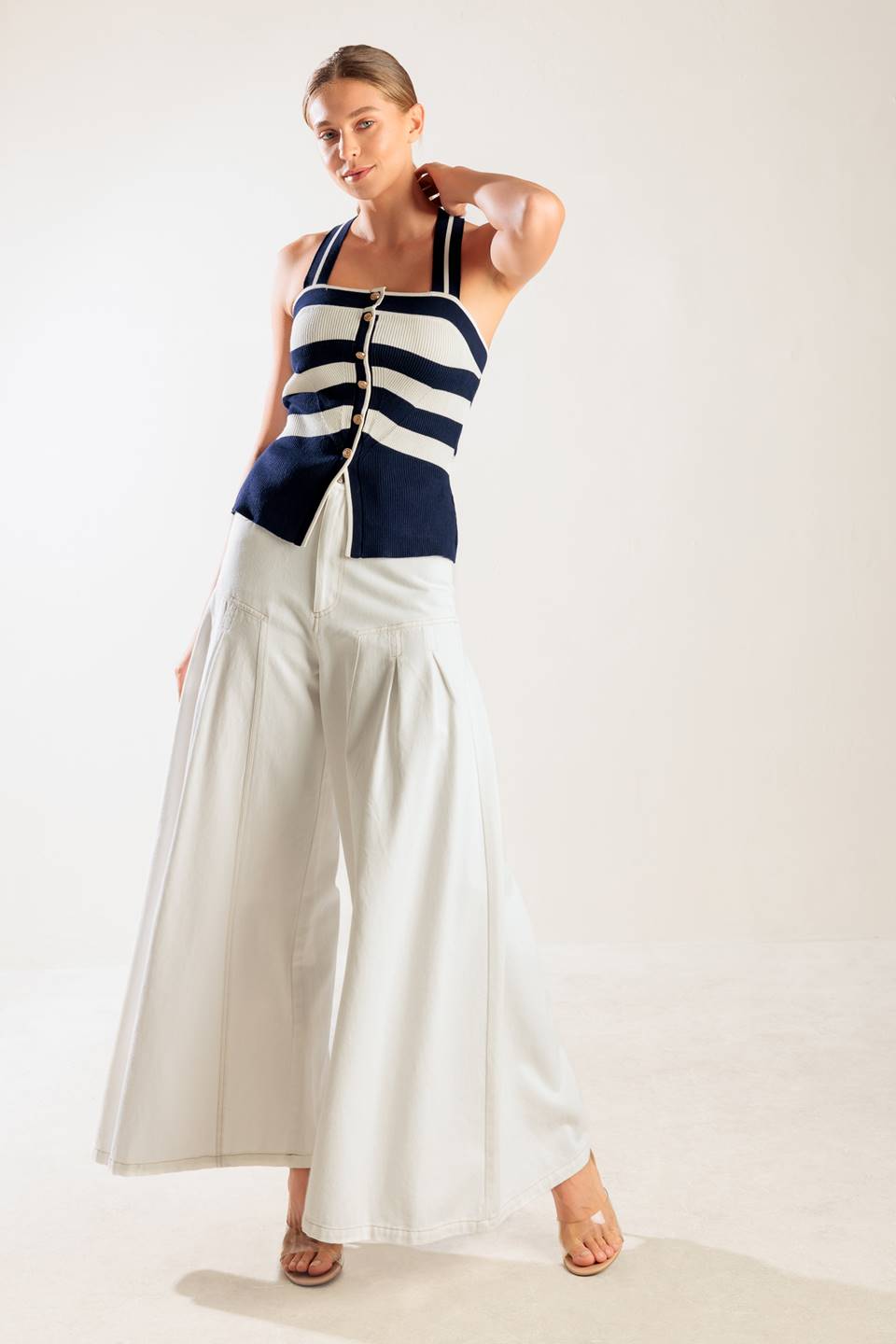 SHINE BRIGHT NAVY KNIT TOP