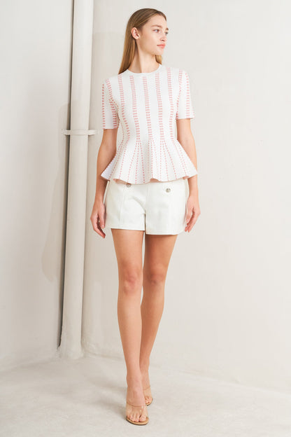 EVENING RUSTLE JACQUARD SWEATER TOP