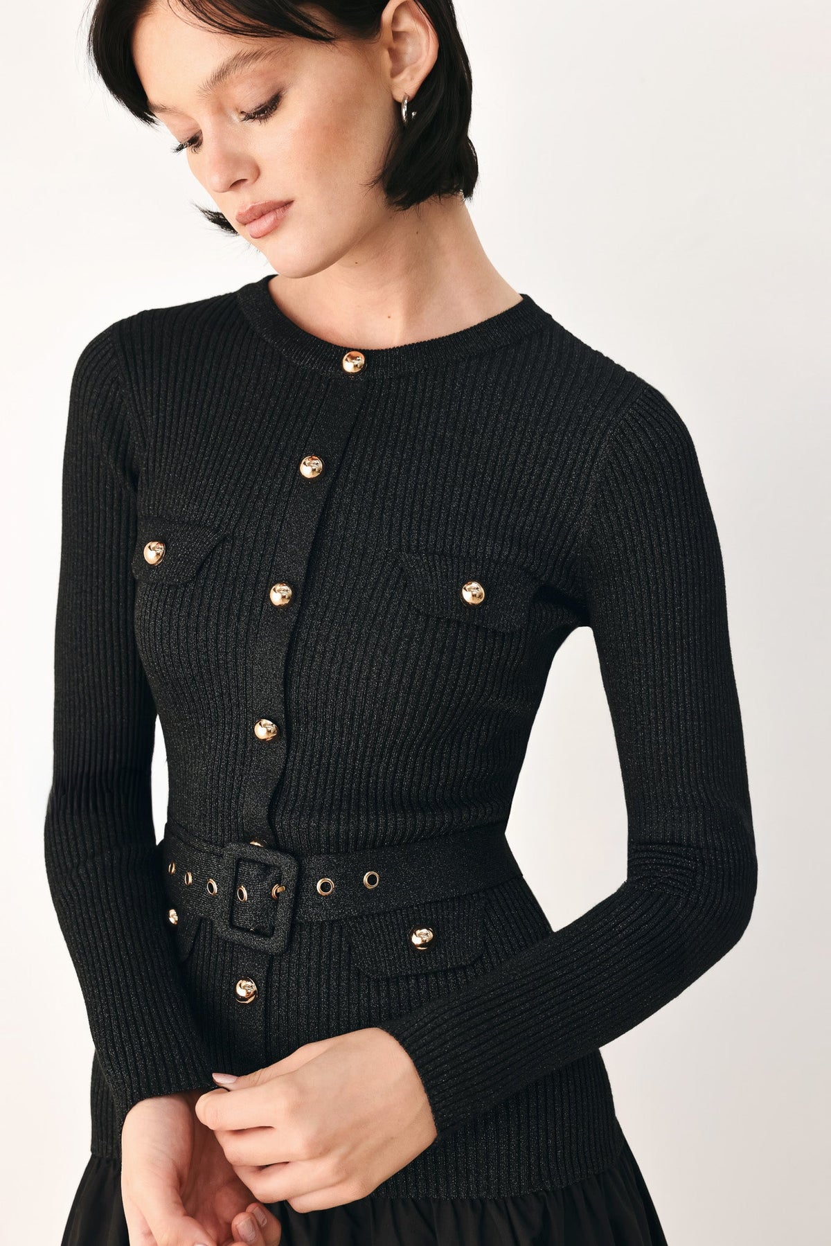 CITY AFTER DARK MIXED MEDIA MIDI DRESS