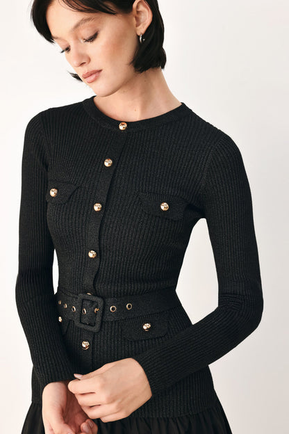 CITY AFTER DARK MIXED MEDIA MIDI DRESS
