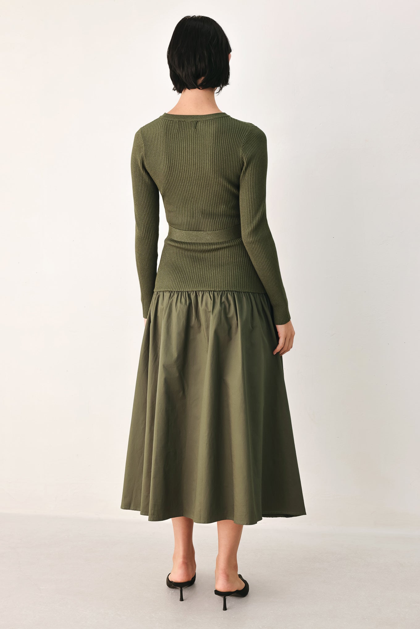 CITY AFTER DARK MIXED MEDIA MIDI DRESS