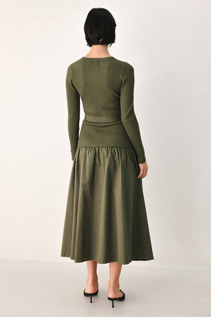 CITY AFTER DARK MIXED MEDIA MIDI DRESS