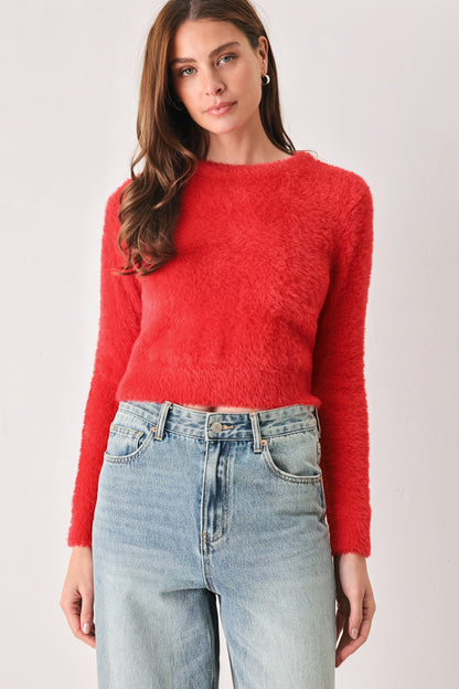 COLOR POP FUZZY SWEATER TOP