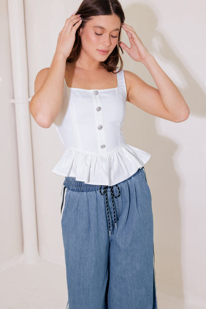 IN THIS MOMENT WHITE WOVEN TOP
