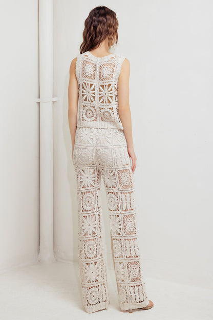 COASTAL BREEZE CROCHET VEST AND PANT SET