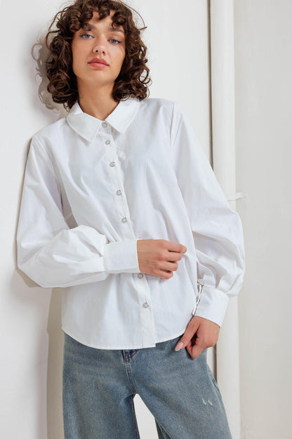 WHITE NOISE SOLID WOVEN TOP