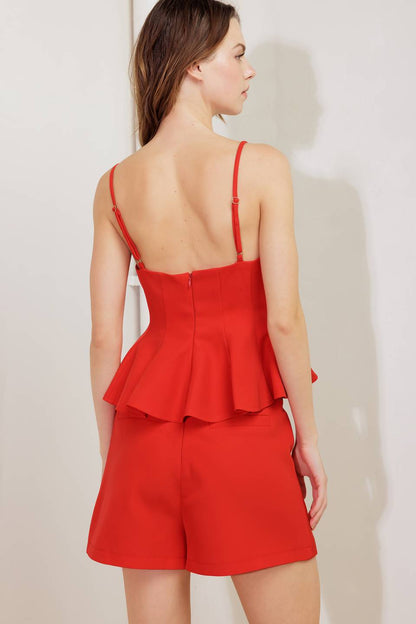 MELTED MARSHMALLOW RED WOVEN CAMI TOP