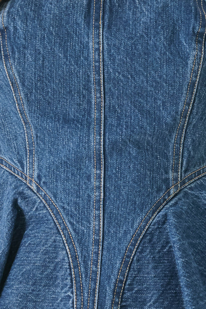 BLUE BLOSSOM BUSTIER DENIM TOP