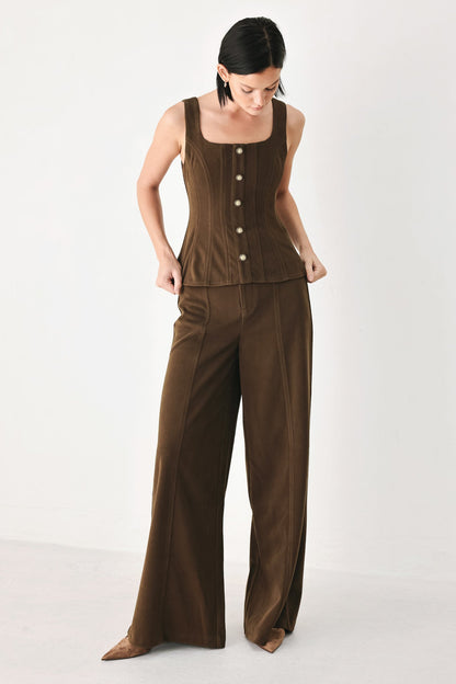 SWEETEST IN SIGHT BROWN PEPLUM TOP
