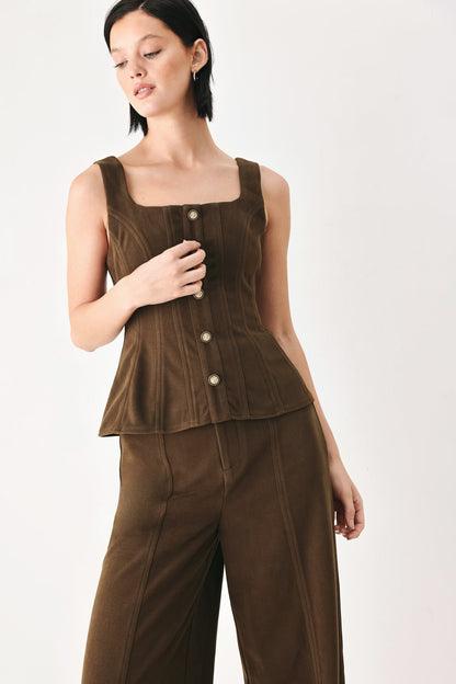 SWEETEST IN SIGHT BROWN PEPLUM TOP